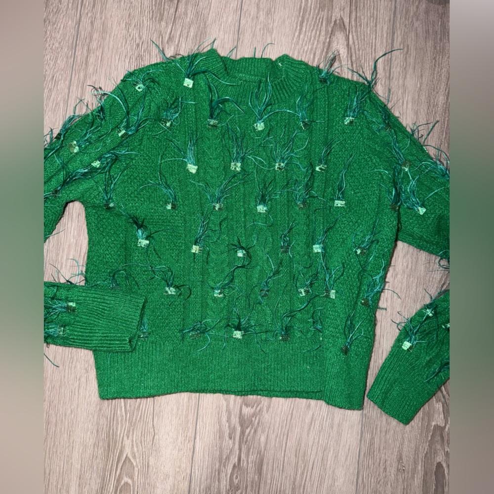 MINKPINK Emerald Green Textured Crewneck Sweater